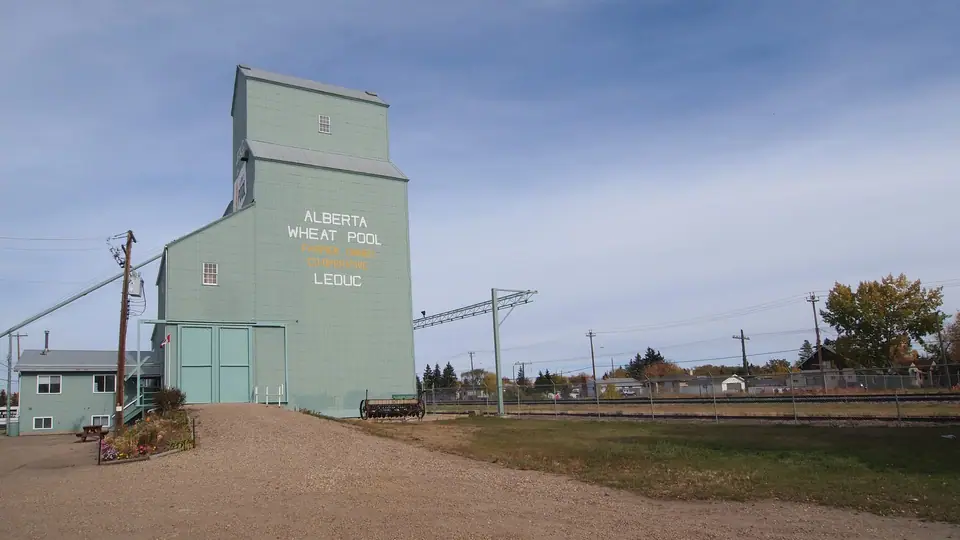 The Alberta Wheat Pool grain elevator in Leduc