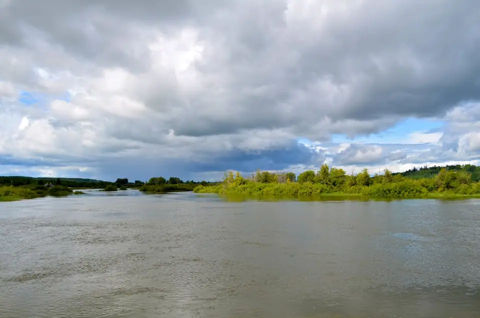 The Nechako River near Vanderhoof under a summer sky