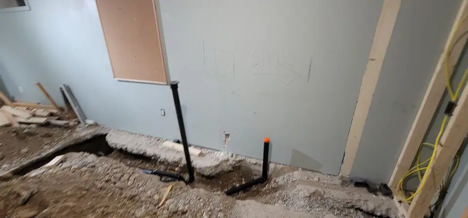 Basement suite: demolition, plumbing and drywall, photo 20 of 29 (in progress)