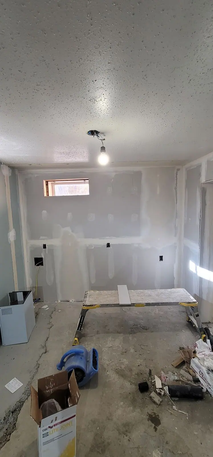 Basement suite: demolition, plumbing and drywall, photo 23 of 29 (in progress)