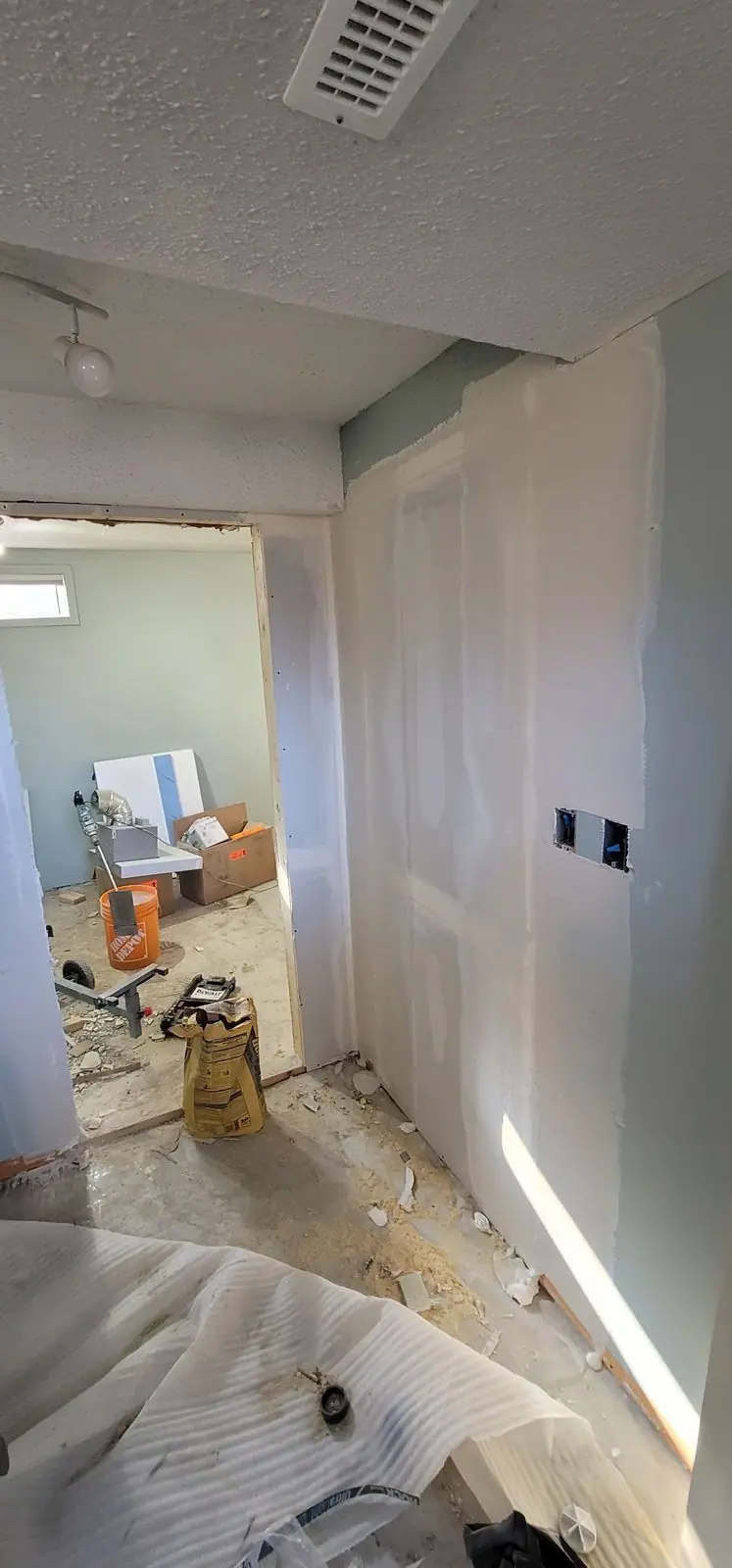 Basement suite: demolition, plumbing and drywall, photo 25 of 29 (in progress)