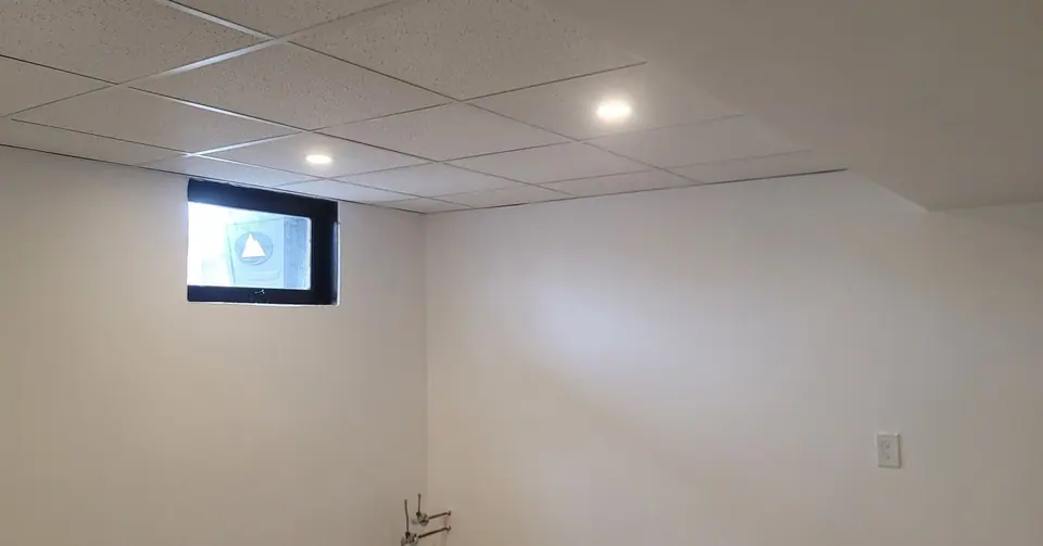 Basement finishing with a suspended ceiling, photo 11 of 12 (finished)