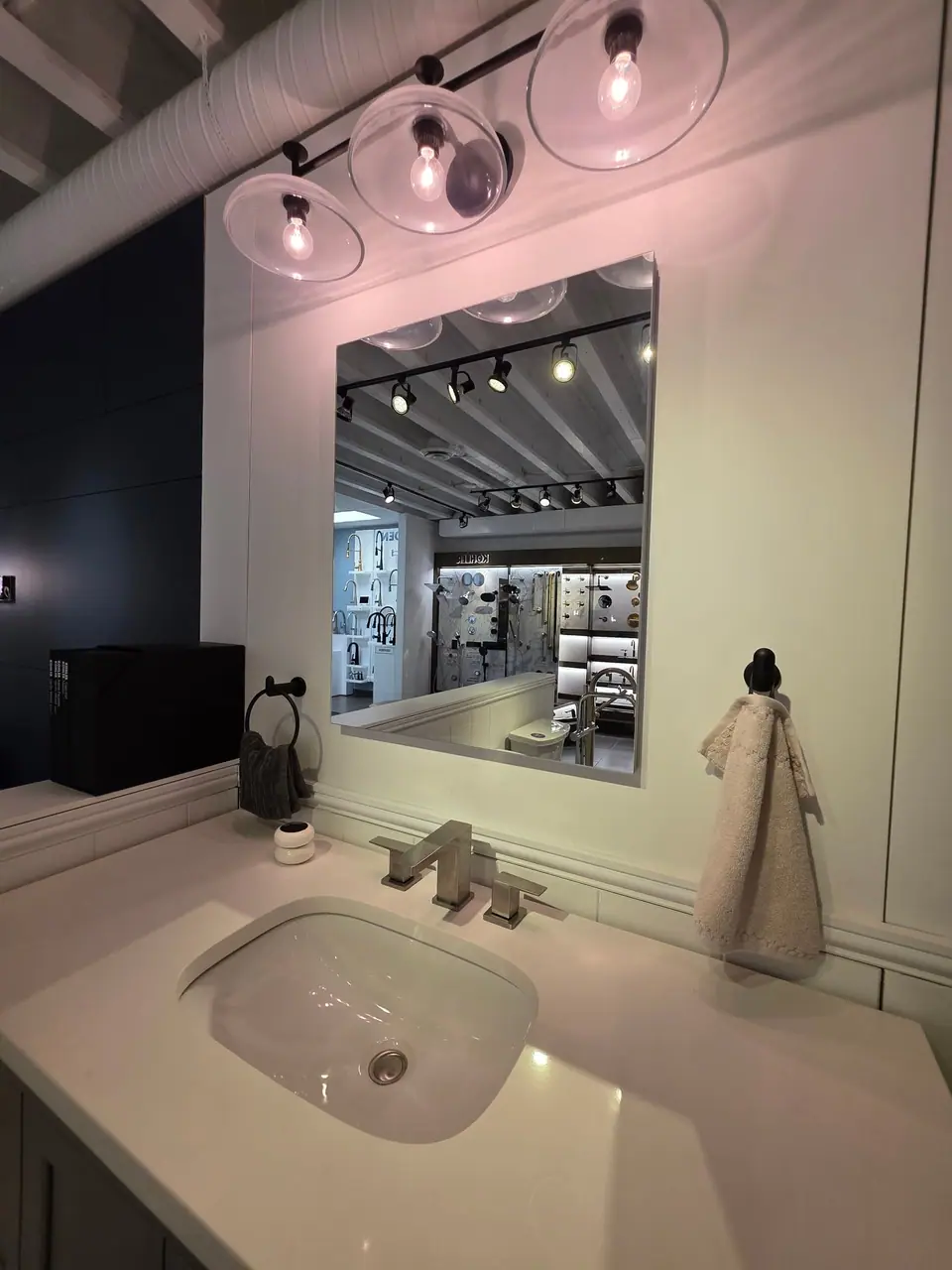 Lighting, mirrors and hardware in a KOHLER fixture showroom