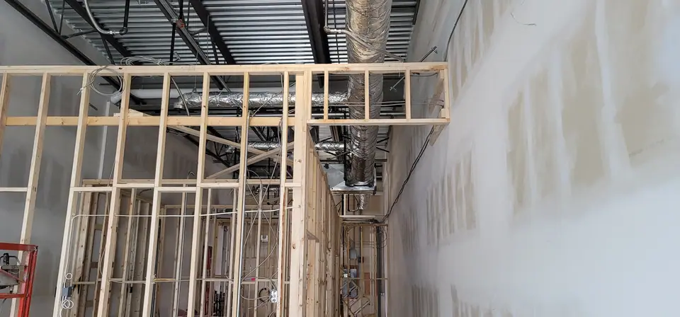 Commercial wall framing: Zenith job-site photo