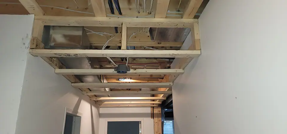Basement ceiling and bulkhead framing: Zenith job-site photo