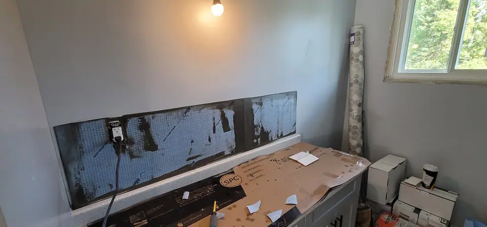 Subway tile shower, membrane to tile, photo 4 of 11 (in progress)